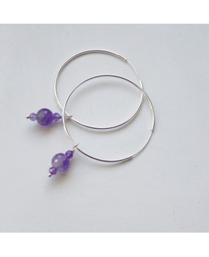 Silbercreolen mit Amethyst