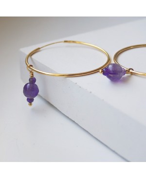 Silbercreolen mit Amethyst