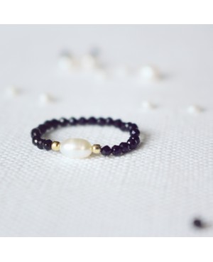 Ring - Onyx & Perle